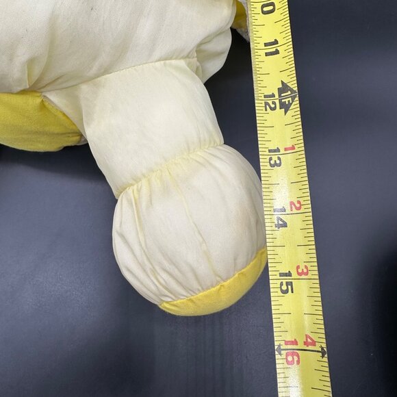 Vintage Bunny Rabbit Happy Mates Puffalump Plush Yellow Dress Lace Trim 80s - Picture 5 of 12